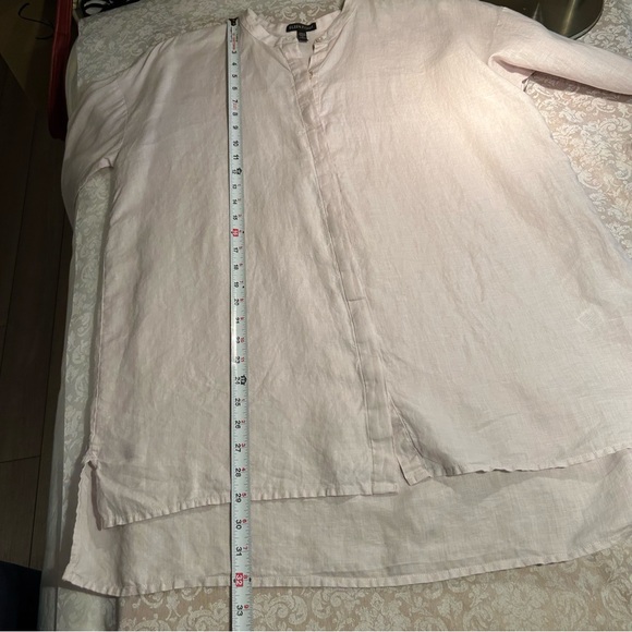 Eileen Fisher ~Pale Lavender Organic Linen Long Sleeve Button Front Tunic-Small - Picture 9 of 11